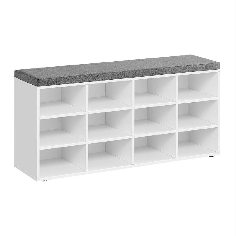 Helloshop26 - Banc à chaussures meuble d'entrée avec siège étagère à chaussures avec coussin et 12 compartiments étagères réglables 12_000409_0