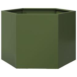 Helloshop26 - Jardinière bac lit surélevé plantes fleurs terrasse jardin olive hexagone 69 x 60 x 45 cm acier vert 02_0038711 - 3000217935802_0