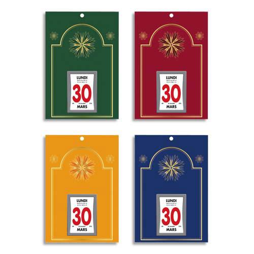 PLAQUE EPHEMERIDE LECAS - 1 JOUR PAR PAGE - 17 X 25 CM - BLOC 6 X 9 CM - COLORIS ASSORTIS