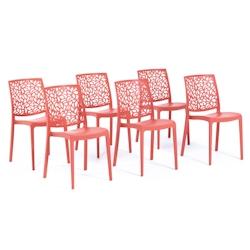 RATTATAN Set 6 Chaises en polypropylène avec fibre de verre empilables pour extérieur et jardin, bar et restaurant, cuisine design moderne - ANNA -_0