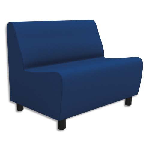 Chauffeuse modulaire 2 places Izar - bleu roi Trevira en tissu polyester avec structure métallique_0