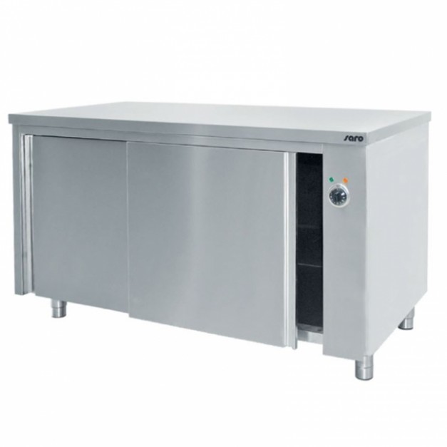 Table armoire chauffante en inox 700 - Saro - avec portes coulissantes, isolation 40 mm, thermostat 30/90°C_0