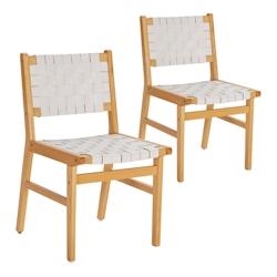 VS Venta-stock Pack de 2 chaises Kurt Blanc en cuir recyclé - blanc Bois massif I23194_0