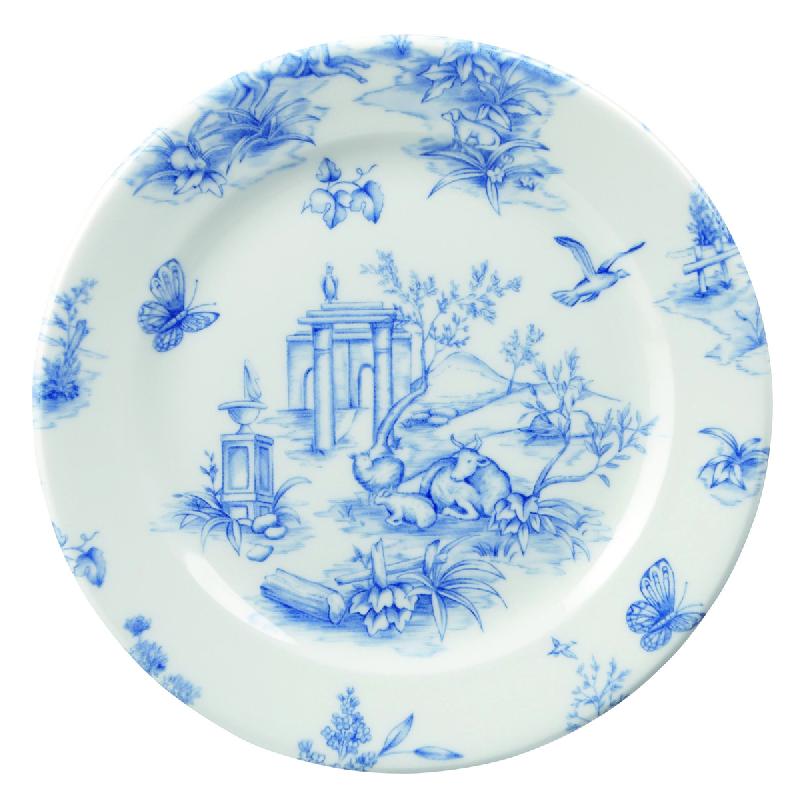 ASSIETTE PLATE ROND PRAGUE BLUE  MOTIF TOILE PORCELAINE Ø 17 CM VINTAGE PRINTS CHURCHILL