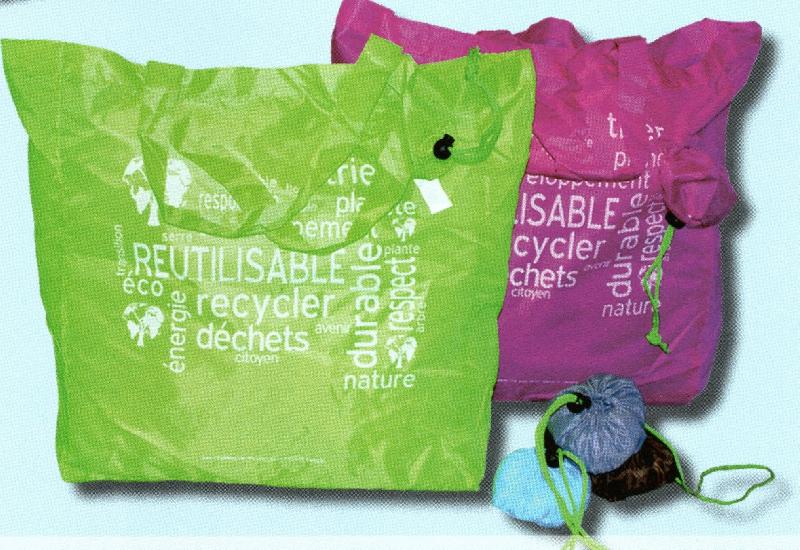 250 Sacs cabas - tote bags - réutilisables en polyester, avec pochette - SCABPSMR-EV01_0