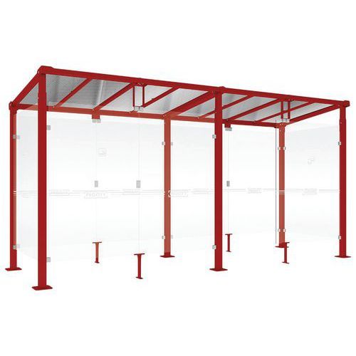 ABRI FUMEURS MILAN 5 M BARDAGES FOND/LATÉR. VERRE ROUGE 3004 - PROCITY