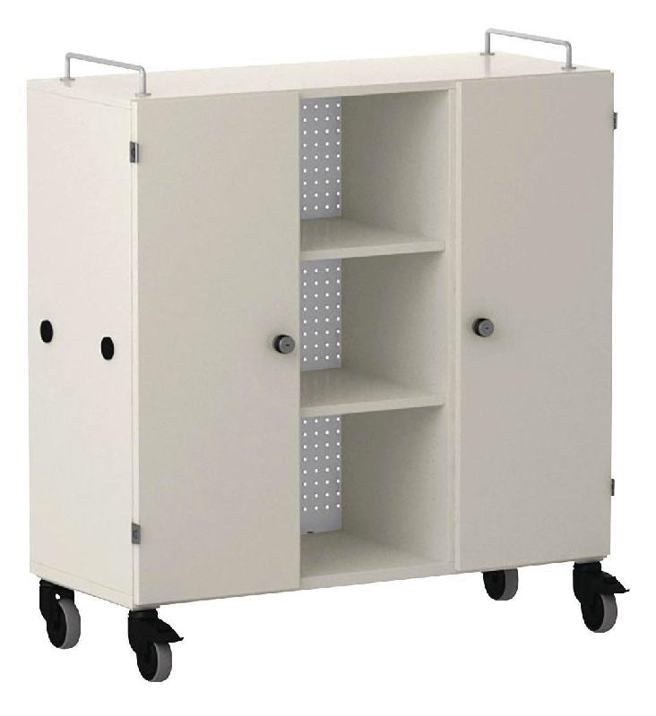 ARMOIRE BASSE SHIFT+ LANDSCAPE MÉLA. 9 CASES - 2 PORTES - BLANC GRIS - ARCTIQUE - MANUTAN COLLECTIVITÉS