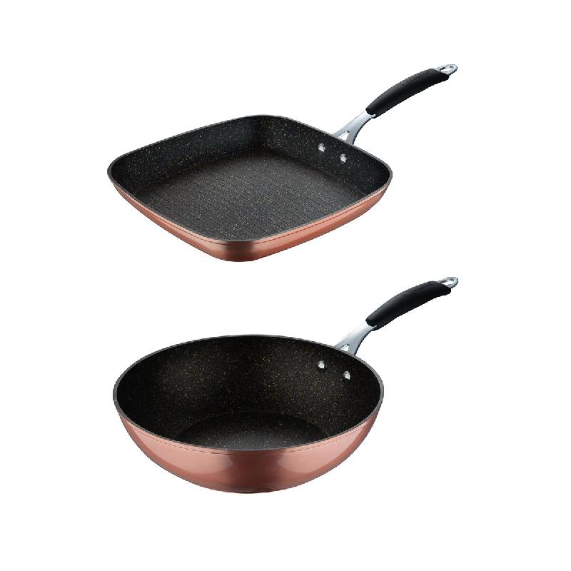 BERGNER Copper - Jeu de poêle grill 28x28cm avec wok Ø28cm en aluminium forgé avec revêtement ILAG ESSENTIAL - Q5139_0