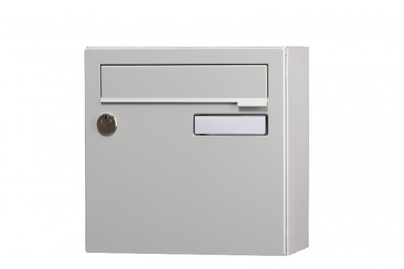 Boîte aux lettres compacte 1 porte extérieure RENZ Interval en acier gris mat - dimensions 285x285x150 mm - serrure agréée La Poste_0