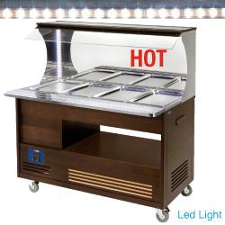 Buffet chauffant mural bain-marie - 4x GN1/1-150 en bois wengé - ABM/4A-B1_0