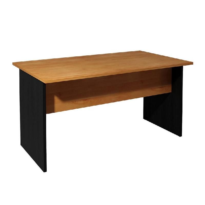 BUREAU DROIT PRONTO - L.140 X P.80 CM - PLATEAU AULNE - PIEDS PLEINS  NOIR