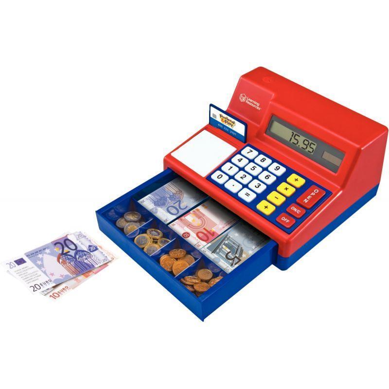 Caisse enregistreuse - plastique robuste - effets sonores et calculatrice solaire - avec accessoires et monnaie factice_0