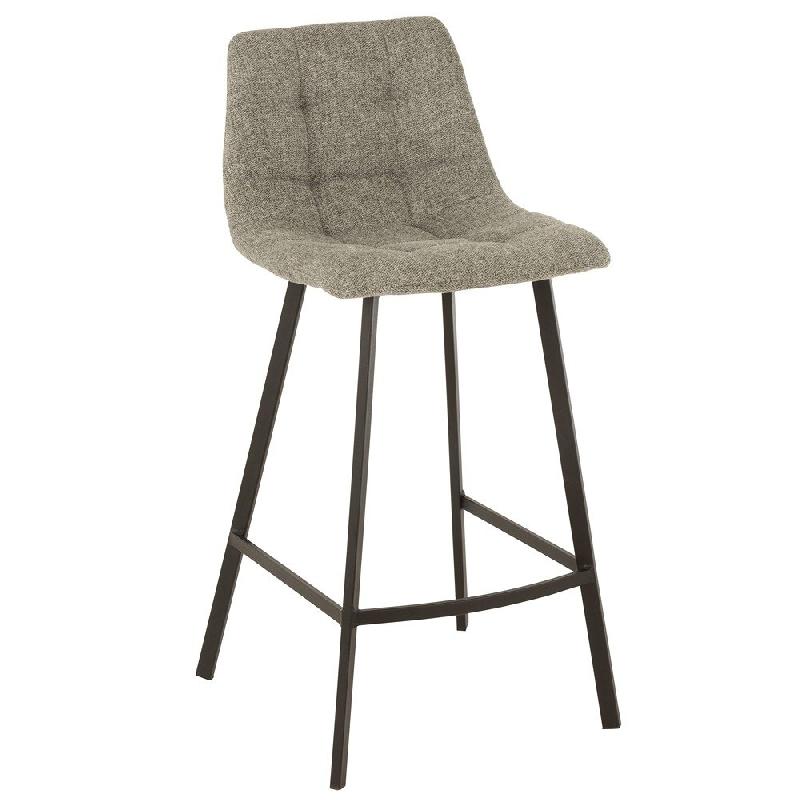 Chaise de bar Milena - gris clair - métal laqué noir et velours doux - design moderne et confortable_0