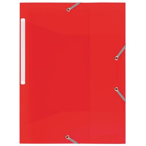 LOT DE 2 - CHEMISE À ÉLASTIQUE 3 RABATS PLASTIQUE BRUNEAU 24 X 32 CM DOS 3 CM ROUGE