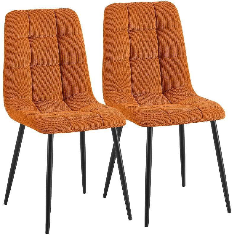 CLP Lot de 2 chaises de salle a manger Antibes en velours cotele Cordon HBT: 84x45x55 cm Orange - orange textile 327381_0