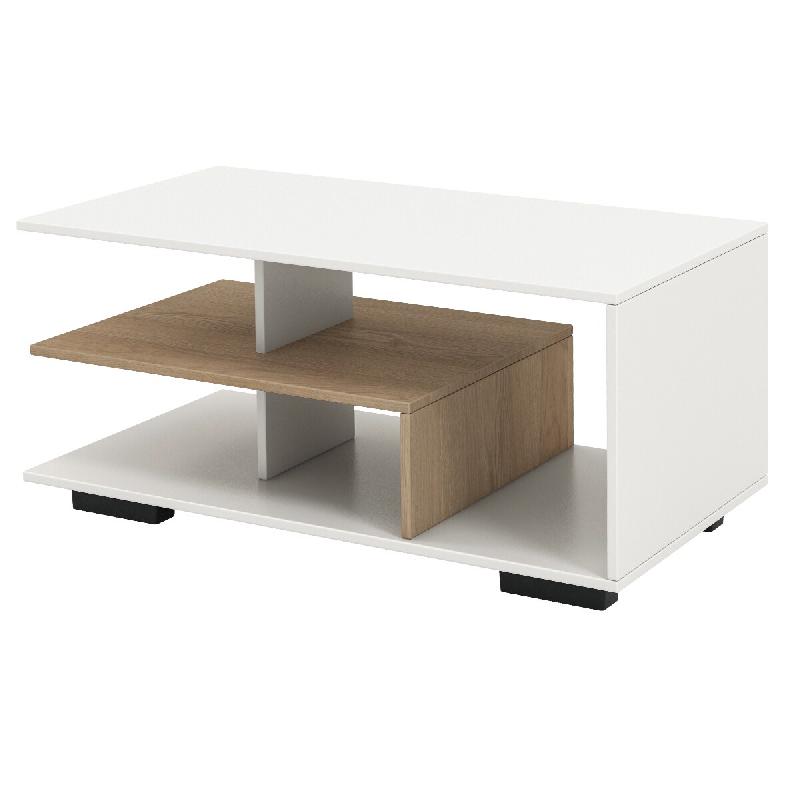 COSTWAY Table avec Rangement, Rectangulaire avec Étagère L, 3 Niveaux, pour Salon et Réception - blanc Bois manufacturé VH33540IT_0