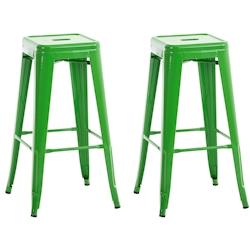Décoshop26 - Lot de 2 tabourets de bar style industriel en métal avec repose-pieds vert TDB10116 - 3001356139274_0