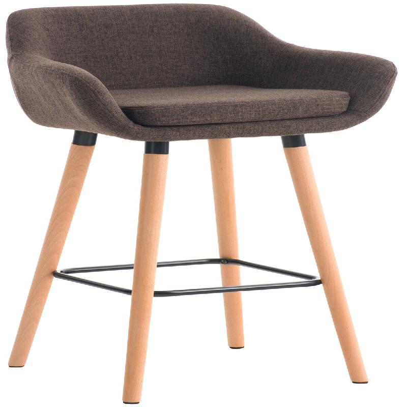 Décoshop26 - Tabouret de bar lounge x1 design scandinave assise en tissu marron pieds en bois repose-pieds en métal 10_0004921 - marron métal 30002_0