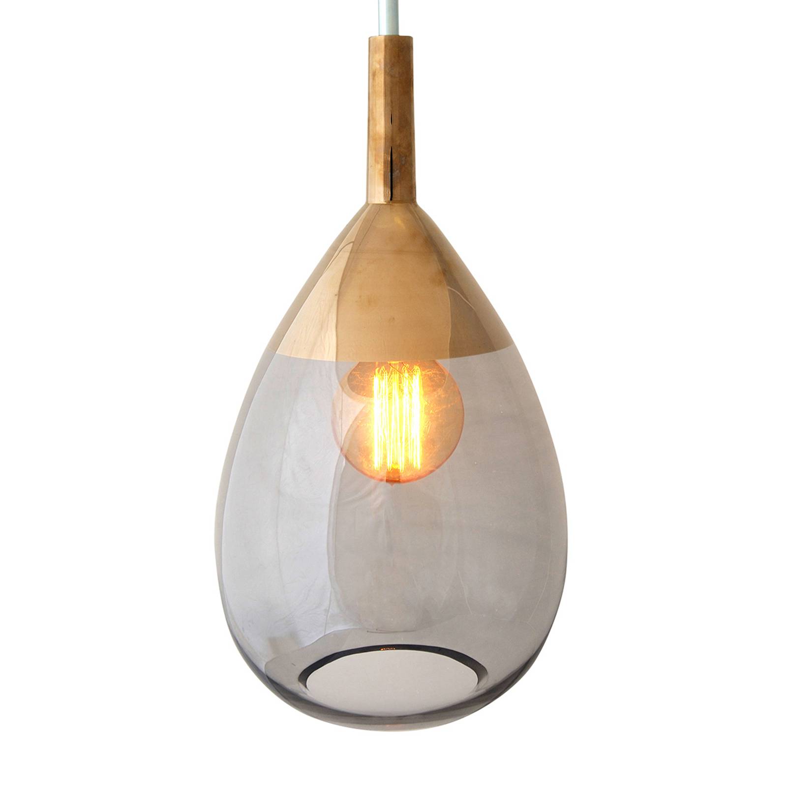 EBB & FLOW LUTE SUSPENSION PLATINE, VERRE GRIS