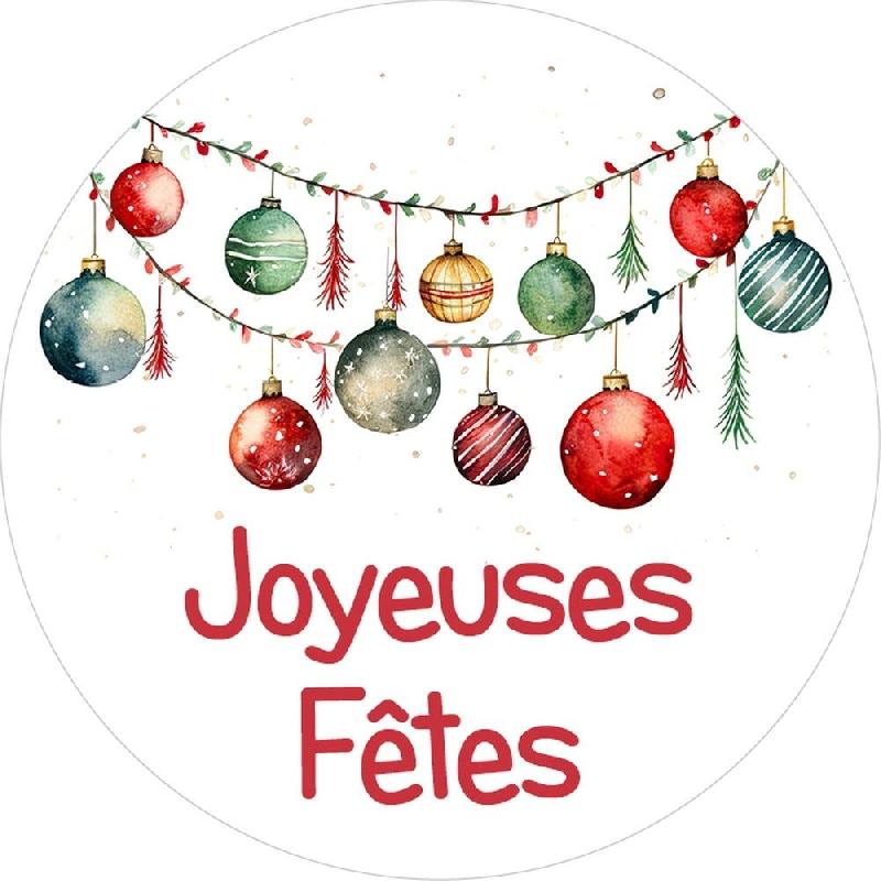 Etiquette cadeau adhésive Guirlandes de boules Ø65mm - par 200_0