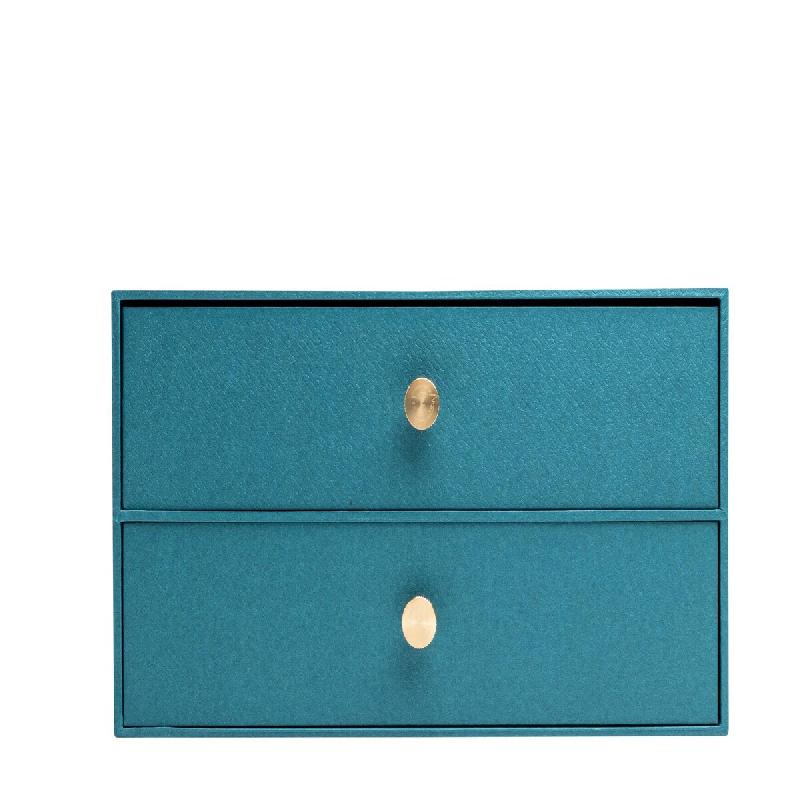 Exacompta Module de rangement Office by Me® 2 tiroirs, carton recouvert papier texturé, coloris bleu - bleu en carton 30603E_0