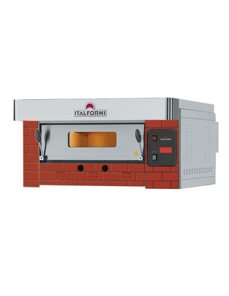 Four à pizzas gaz ITALFORNI B215D - 4 pizzas diamètre 30 cm - Sole en pierre réfractaire et façade brique/inox_0