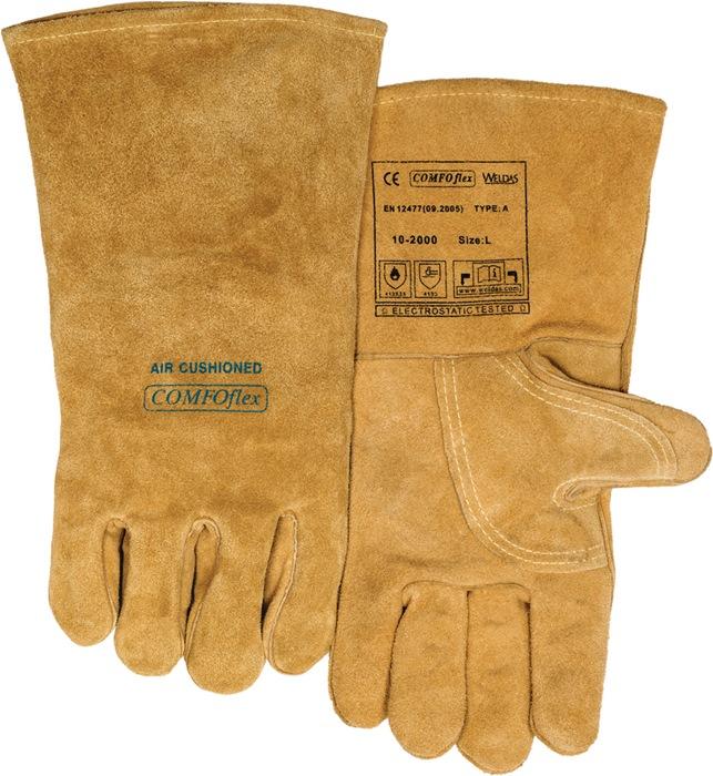 Gant de soudeur Bucktan taille XXL (10,5) jaune - Cuir croûte de vache - EN 388, EN 12477, EN 1149-2 - Pack de 5 paires - WELDAS_0
