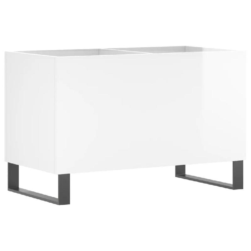 Helloshop26 - Armoire à disques classique moderne rangement vinyles 74,5 x 38 x 48 cm en bois d'ingénierie blanc brillant 02_0049135 - blanc Bois ma_0