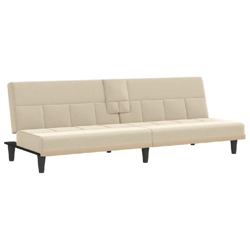 Helloshop26 - Canapé-lit avec porte-gobelets crème tissu 02_0020421 - polyester 3001090288009_0