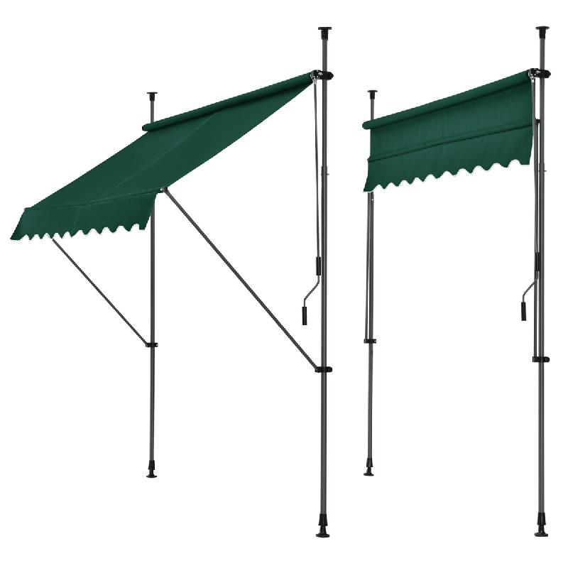 Helloshop26 - Store banne téléscopique acier polyester 250 x 120 x 200-300 cm vert foncé 03_0008330 - vert acier 3001926647765_0