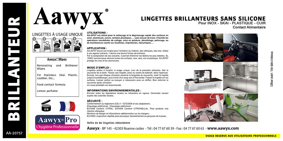 LINGETTE BRILLANTEUR SANS SILICONE ALIMENTAIRE