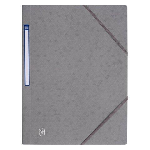 LOT DE 10 - CHEMISE À ÉLASTIQUE 3 RABATS CARTE OXFORD 24 X 32 CM DOS 2,5 CM GRIS