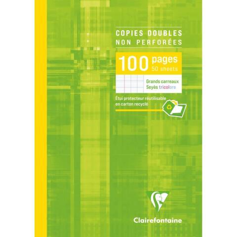 LOT DE 10 - COPIES DOUBLES SOUS ÉTUI A4 100 PAGESNON PERFORÉES GRANDS CARREAUX