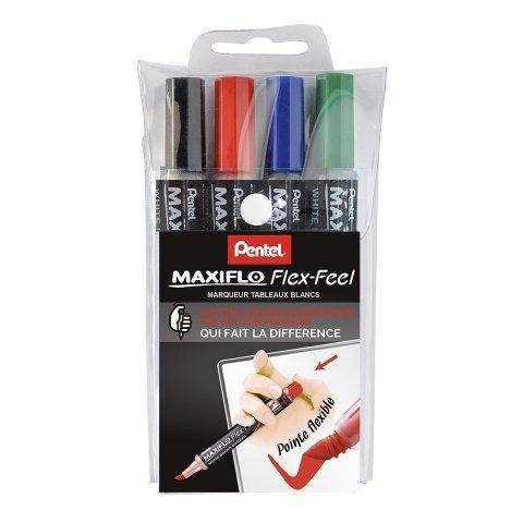 MARQUEUR EFFAÇABLE PENTEL MAXIFLO FLEX POINTE CONIQUE 4,6 MM - POCHETTE 4