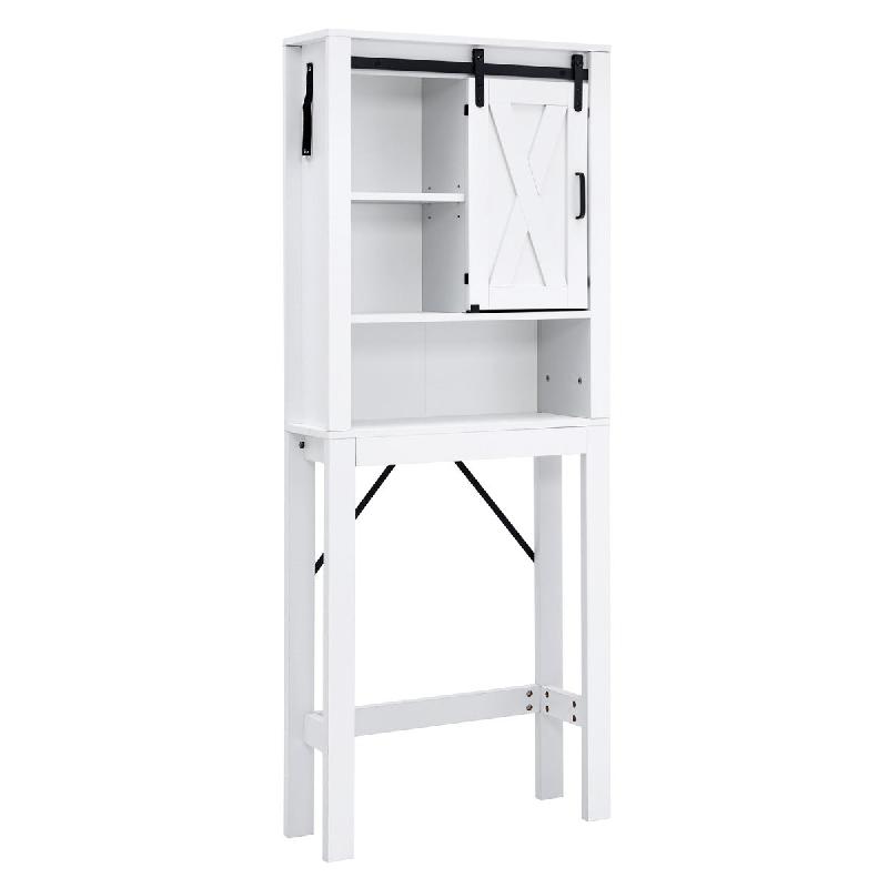 MEUBLE WC AU-DESSUS DE TOILETTES EN BOIS 3 ÉTAGÈRES AVEC PORTE COULISSANTE POUR SALLE DE BAIN 68X22X171CM 20_0004922_0