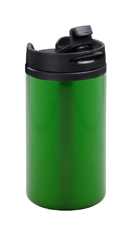 Mug thermos - acier inoxydable avec couvercle plastique et bec verseur - 280 ml - couleur verte_0