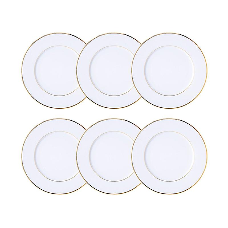 Novastyl - Lot 6 assiettes plates classic filet or 26.5cm en porcelaine blanche - 3256391058084_0