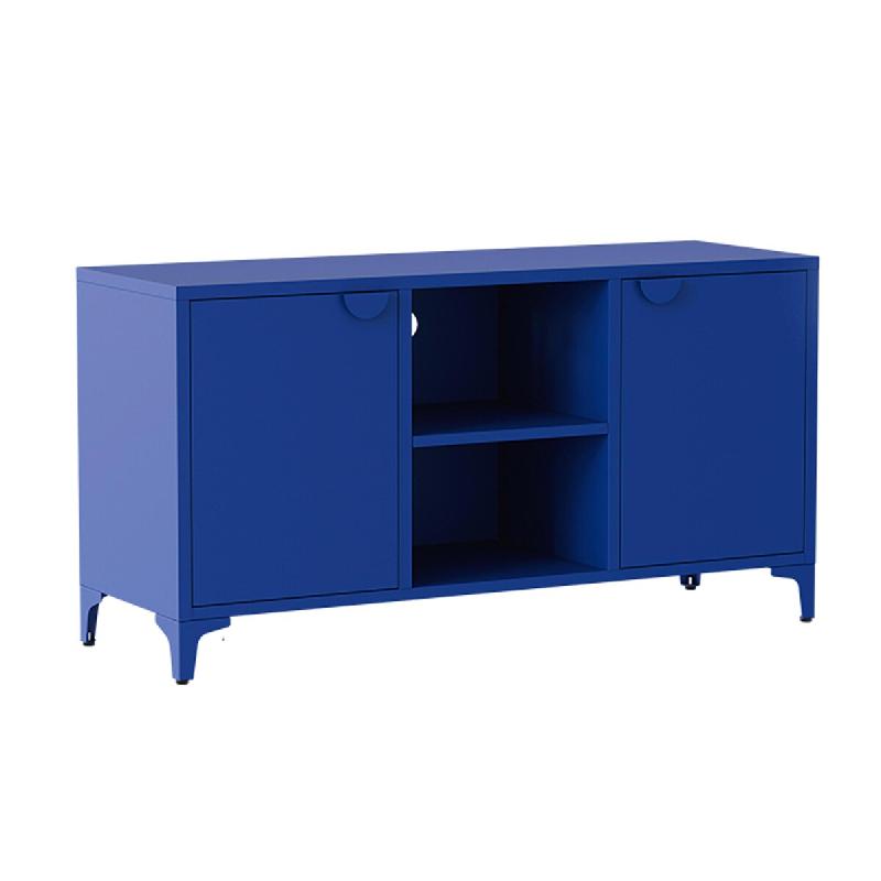 Oviala Business Buffet moderne 2 portes L120 cm en métal bleu foncé - bleu acier 113986_0