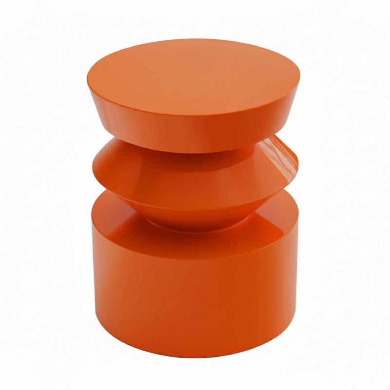Oviala Business Table basse bout de canapé effet laqué orange diam 40 cm - orange 114330_0
