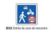 Panneau de signalisation verticale - Type B52 - Entrée de zone de rencontre - Formats multiples_0