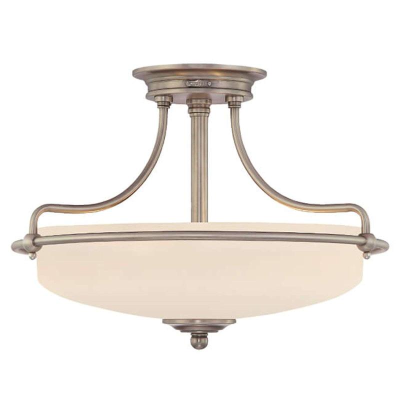 QUOIZEL PLAFONNIER GRIFFIN, Ø 43 CM, NICKEL ANCIEN