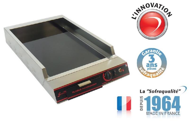 Plancha pro vitrocéramique électrique - spécial hamburgers small - L 400 mm - monophasé (230 V) - plaque inférieure lisse - modèle 23132S_0
