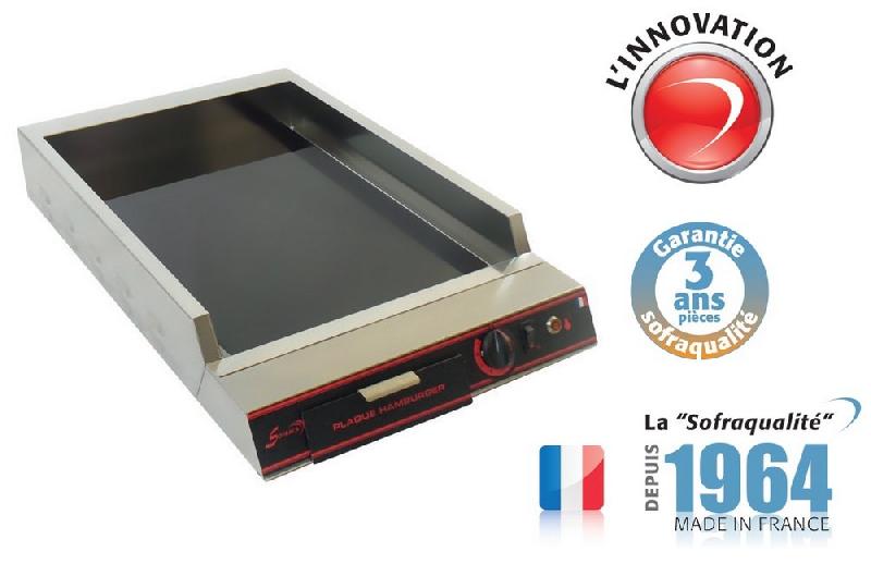 Plancha pro vitrocéramique électrique - spécial hamburgers small - l 400 mm alimentation - monophasé (230 v ), forme des plaques - plaque inferieur lisse - 23132S_0