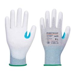 Portwest - Gants paume enduite PU ESD résistant à la coupure de niveau C (Pack de 12) Gris / Blanc Taille 10 - 5036146015092_0