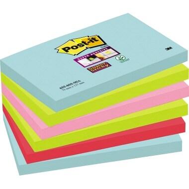 Post-it Super Sticky Notes Cosmic Color Collection, Pack de 6 Blocs, 90 Feuilles par Bloc, 76 mm x 127 mm, Turquoise, Vert, Rose Couleurs - Notes Supe_0