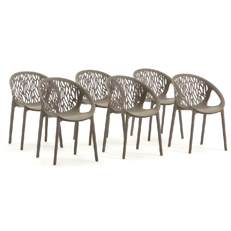 RATTATAN Set de 6 chaises en polypropylène avec fibre de verre empilables pour extérieur et jardin, bar, restaurant ou cuisine, design moderne - Lar_0