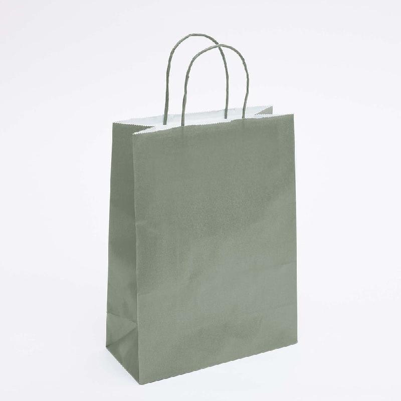Sac kraft vert olive poignées torsadées coordonnées 22x10x29 cm - par 50_0