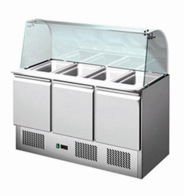 Saladette professionnelle 3 portes 368L avec vitre bombée - Modèle THS903CG - Statique_0