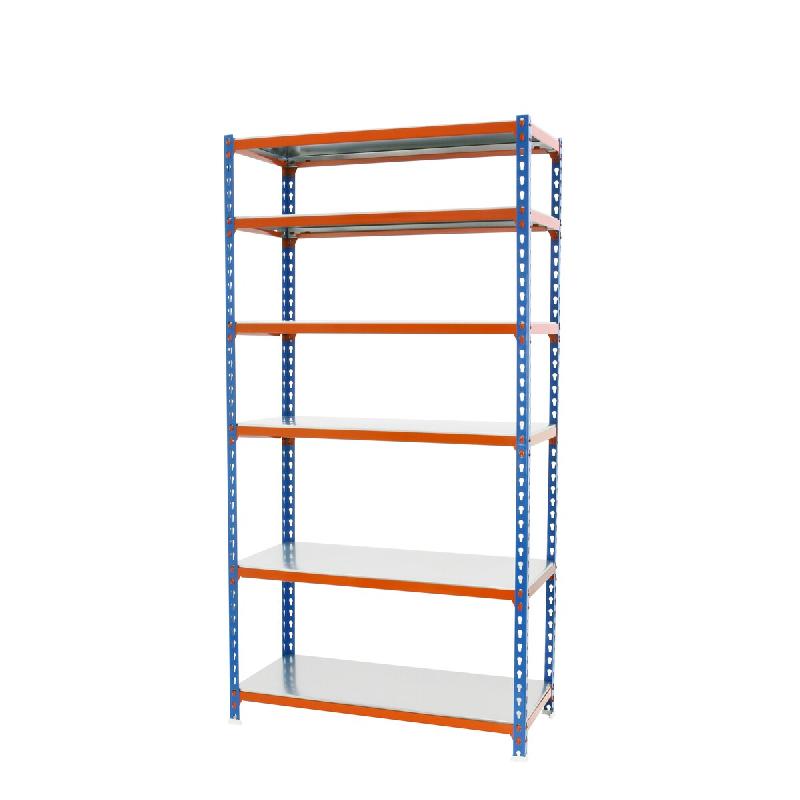 SimonRack Rayonnage métallique, 2500x1200x300 mm, 6 niveaux, tablette métallique, 200 kg au point de flexion, Bleu/Orange/Galvanisé - Simonclick -_0