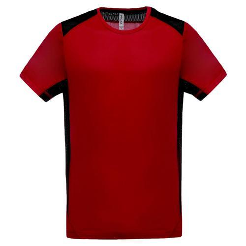 T-SHIRT BICOLORE UNITY PES ROUGE/NOIR TECH
